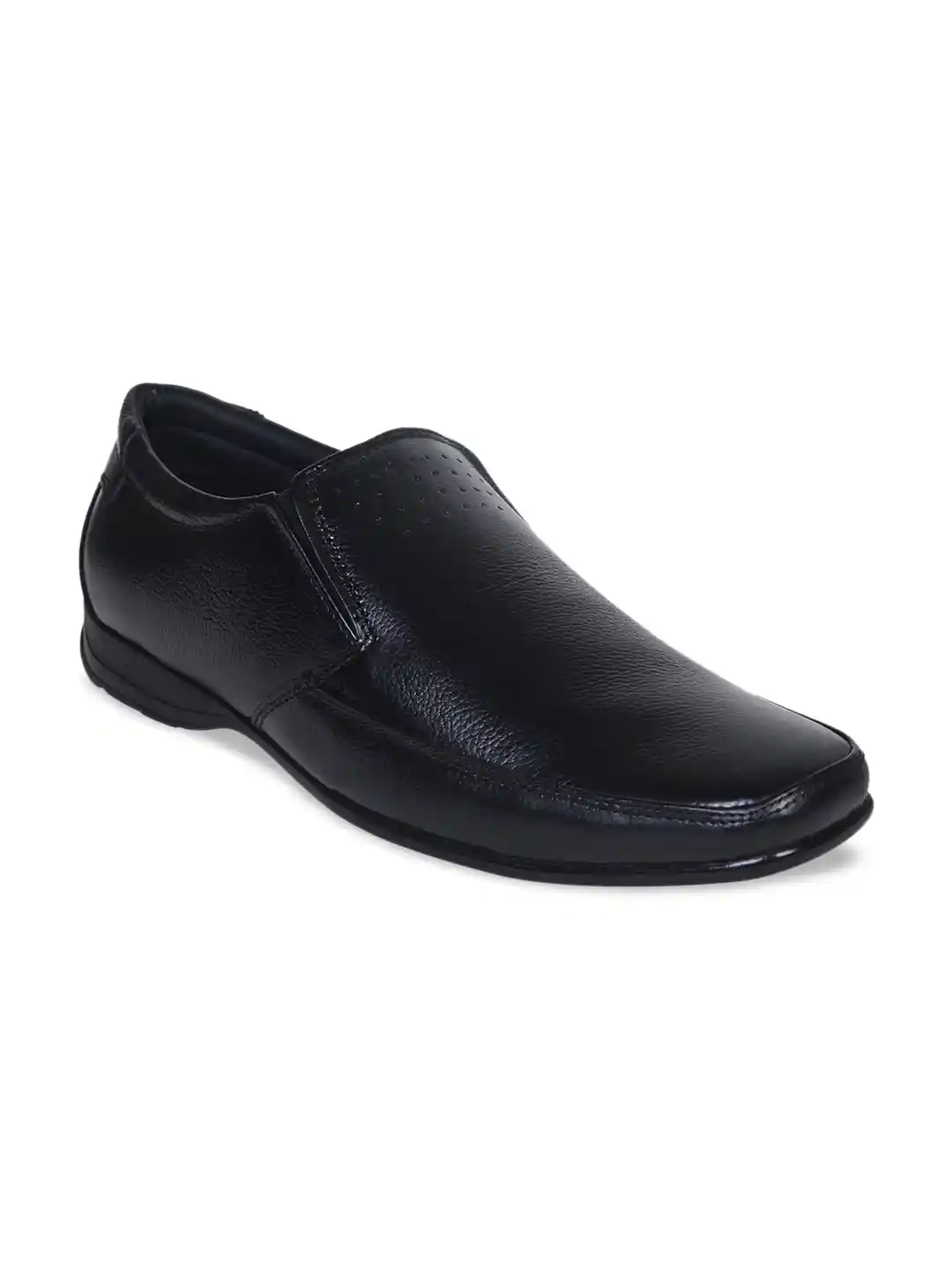 Buy Ajanta Men Black Solid Leather Formal Slip-On Shoes Formal