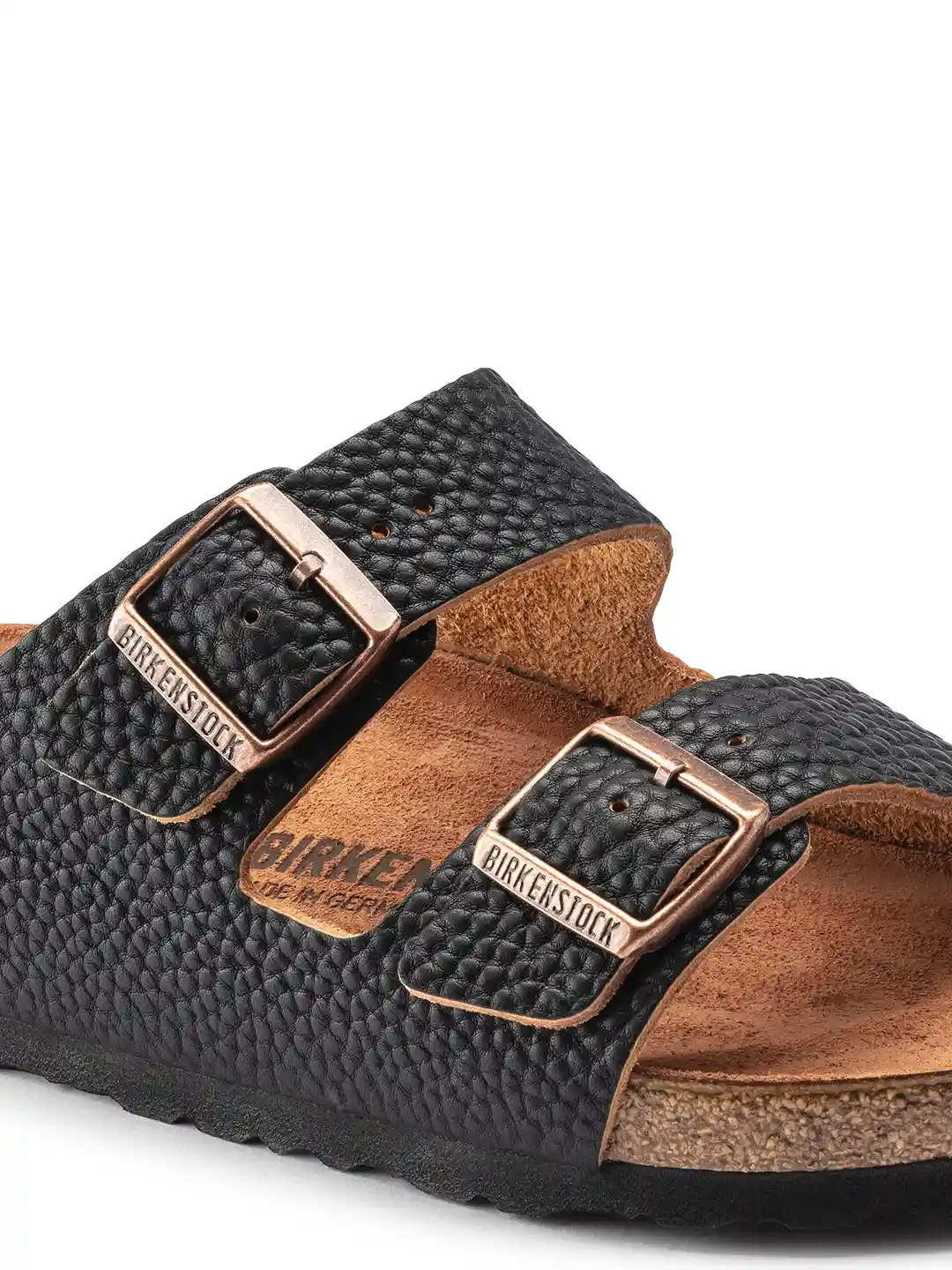 Birkenstock Men Arizona Natural Leather Black Regular Width Sandals