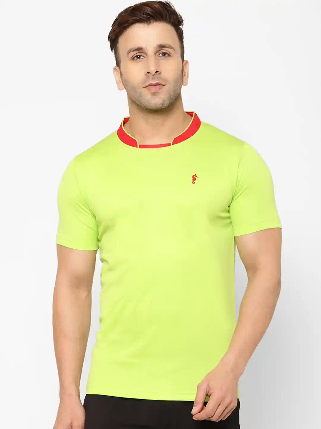 Buy EPPE Men Fluorescent Green Solid Round Neck T-shirt Tshirts