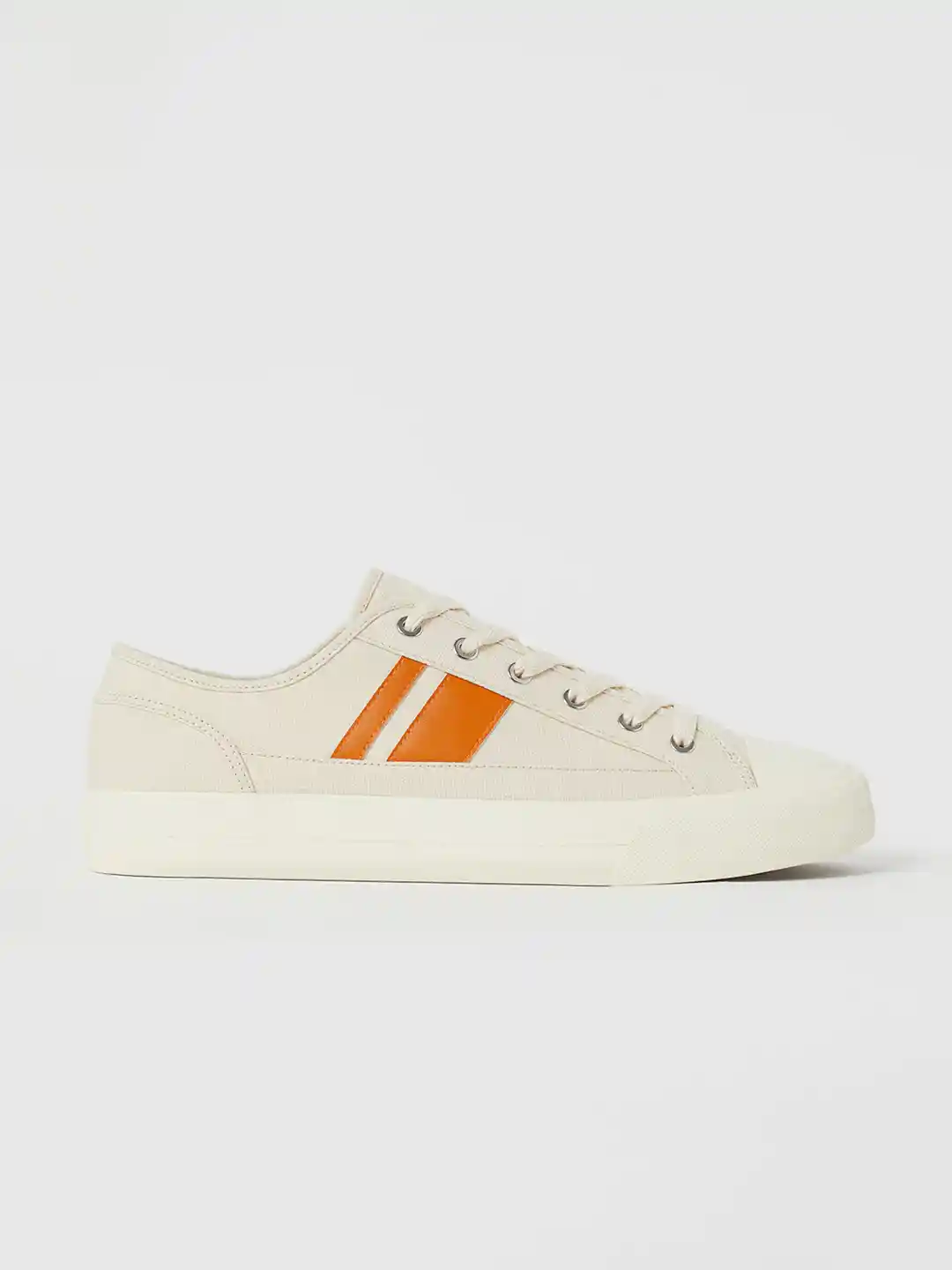 Buy H&M Men White Orange Cotton Canvas Trainers Casual Shoes