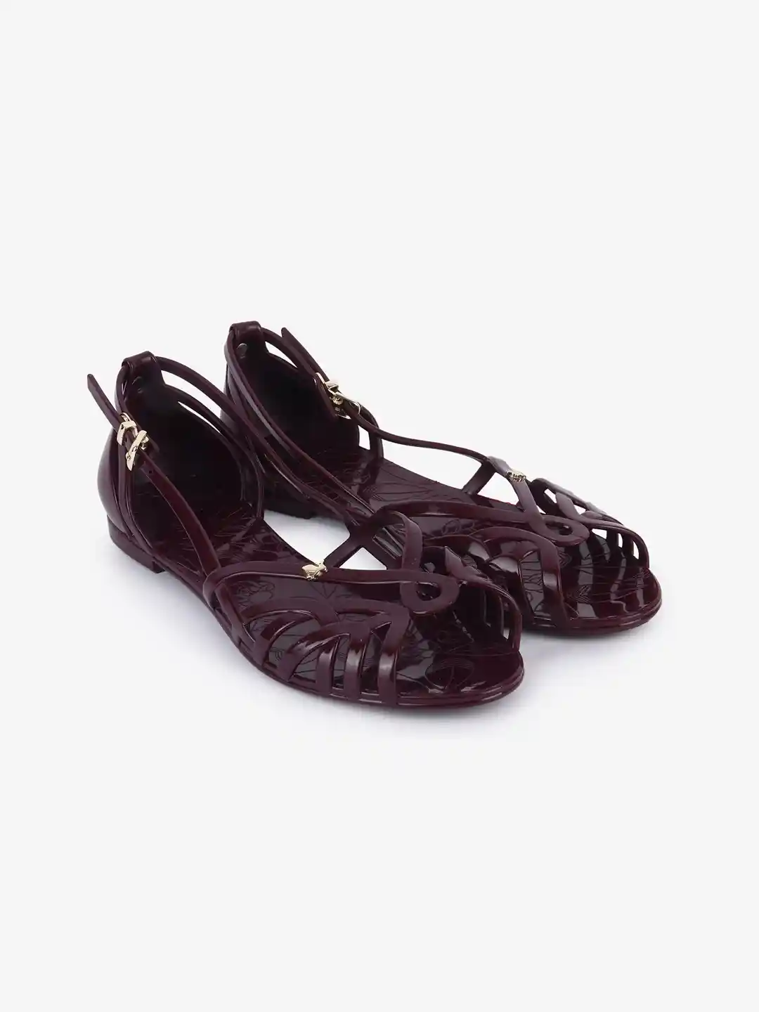 Buy Jelly Bunny Women Burgundy Open Toe Flats Flats for Women