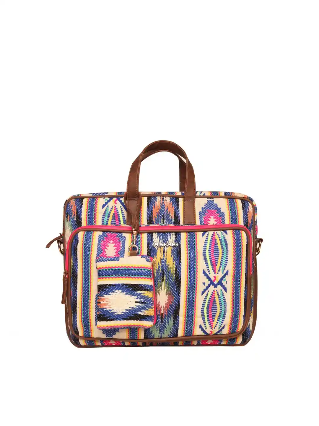 ASTRID Women Blue Brown Textured 17 Inch Laptop Bag