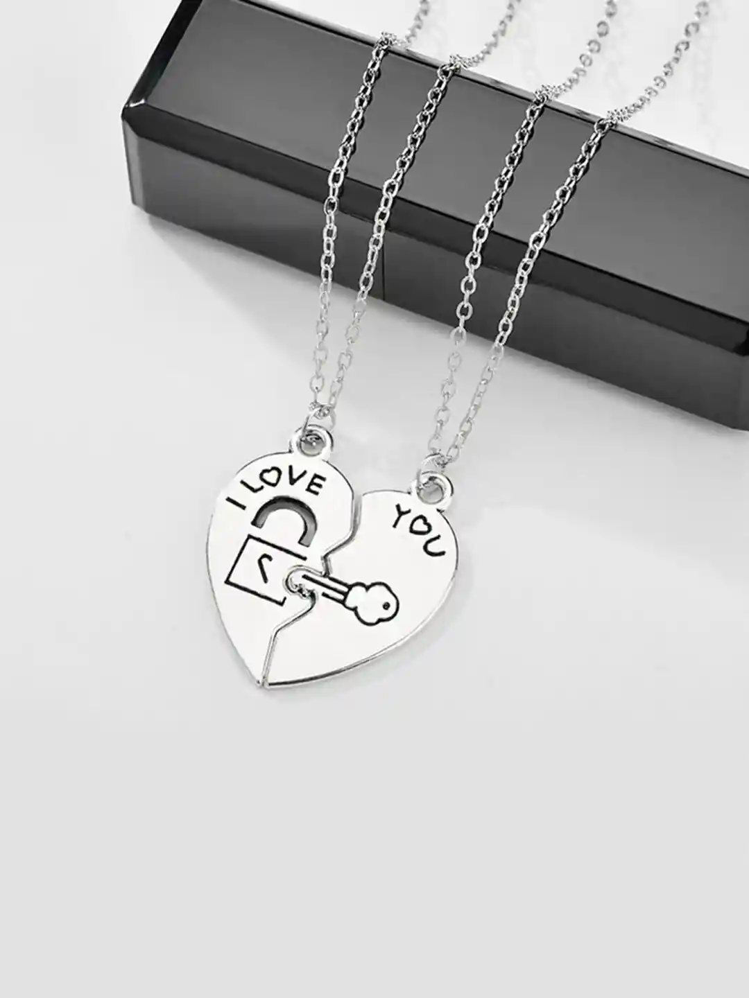 Heart Lock Lock And Key Necklace For Him And Her Buy OOMPH Set Of