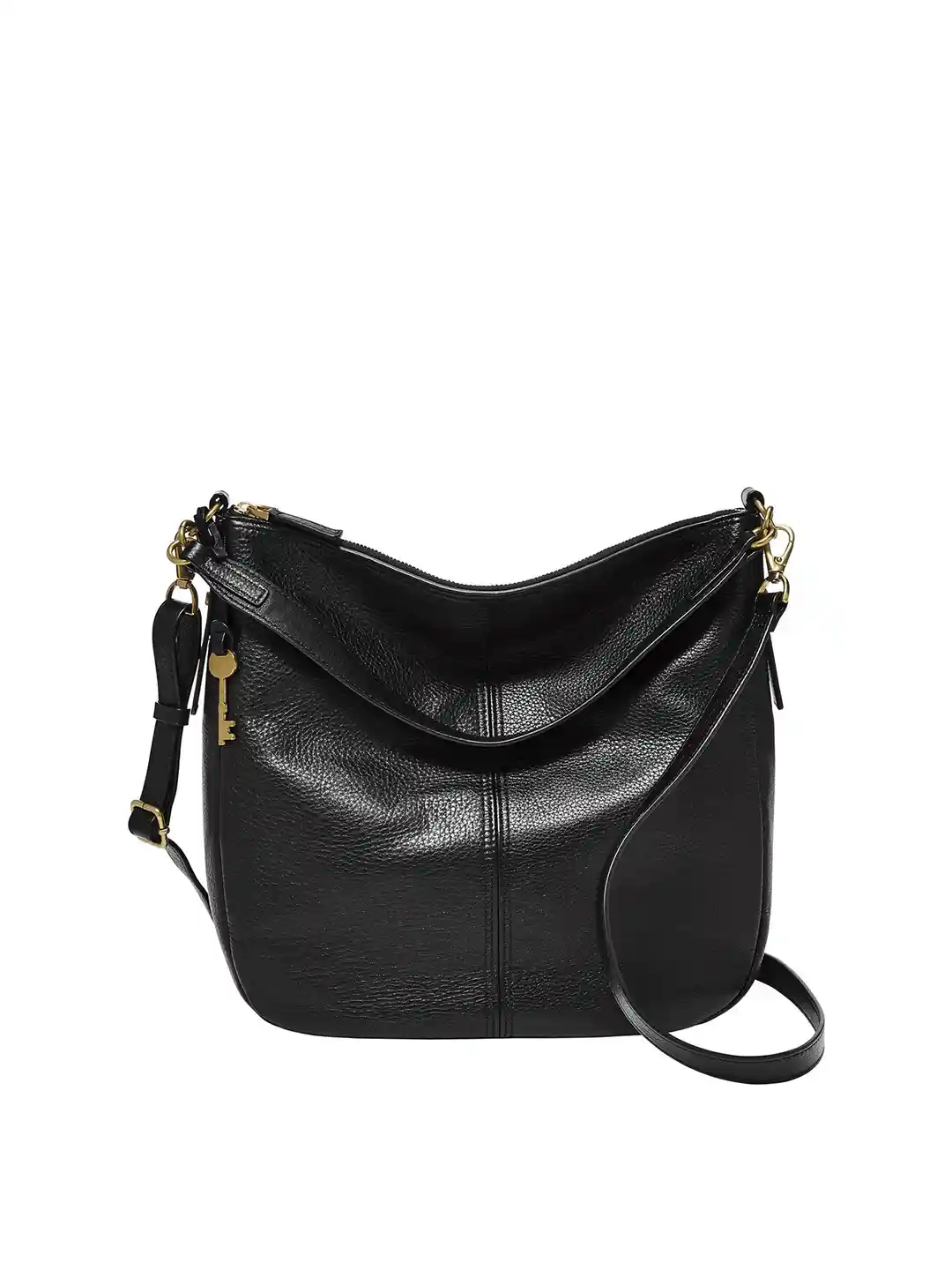 Buy Fossil Black Solid Leather Sling Bag Handbags for Women