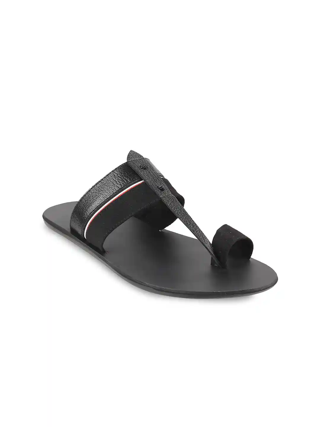Buy Mochi Men Black Ethnic Leather Comfort Sandals Sandals for