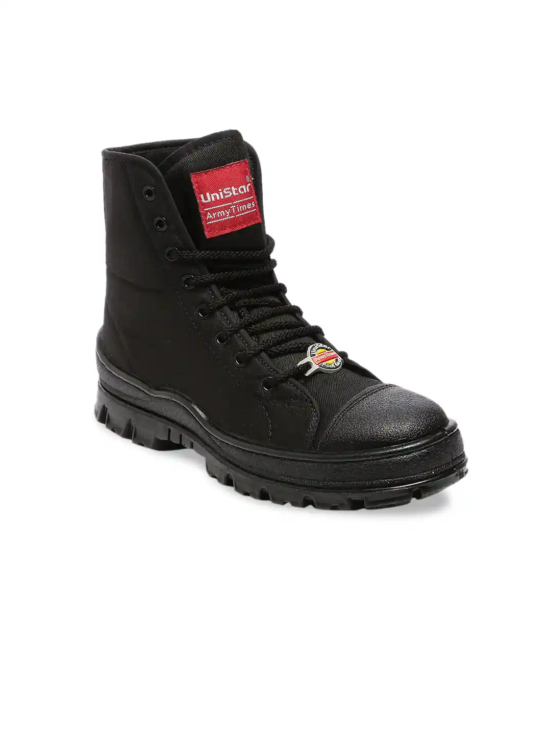 Buy UNISTAR Men Black High-Top Flat Boots Casual Shoes for Men - Main Image