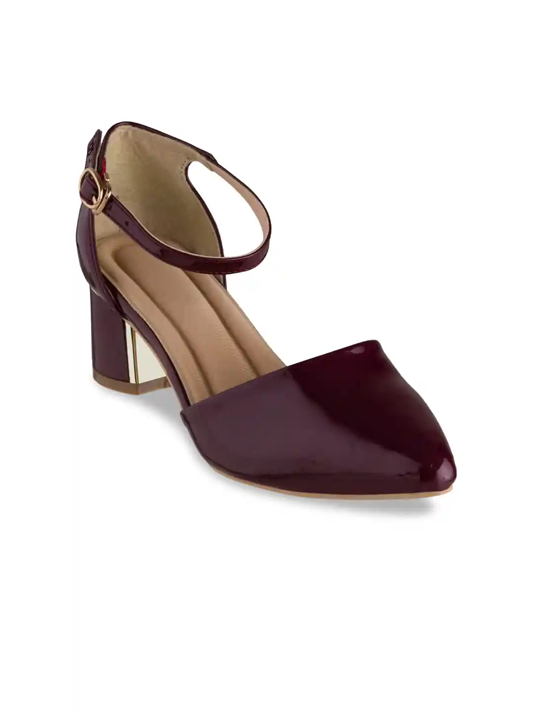 High Heel Maroon Block Heels Marquise Rhinestone Block Heel