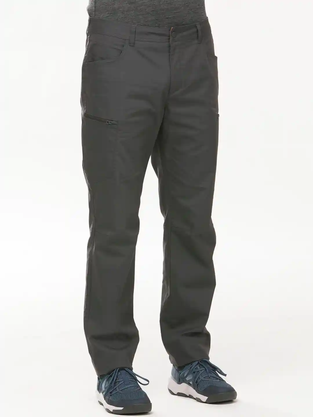 Buy Decathlon QUECHUA Men Grey Slim Fit Organic Cotton Hiking And