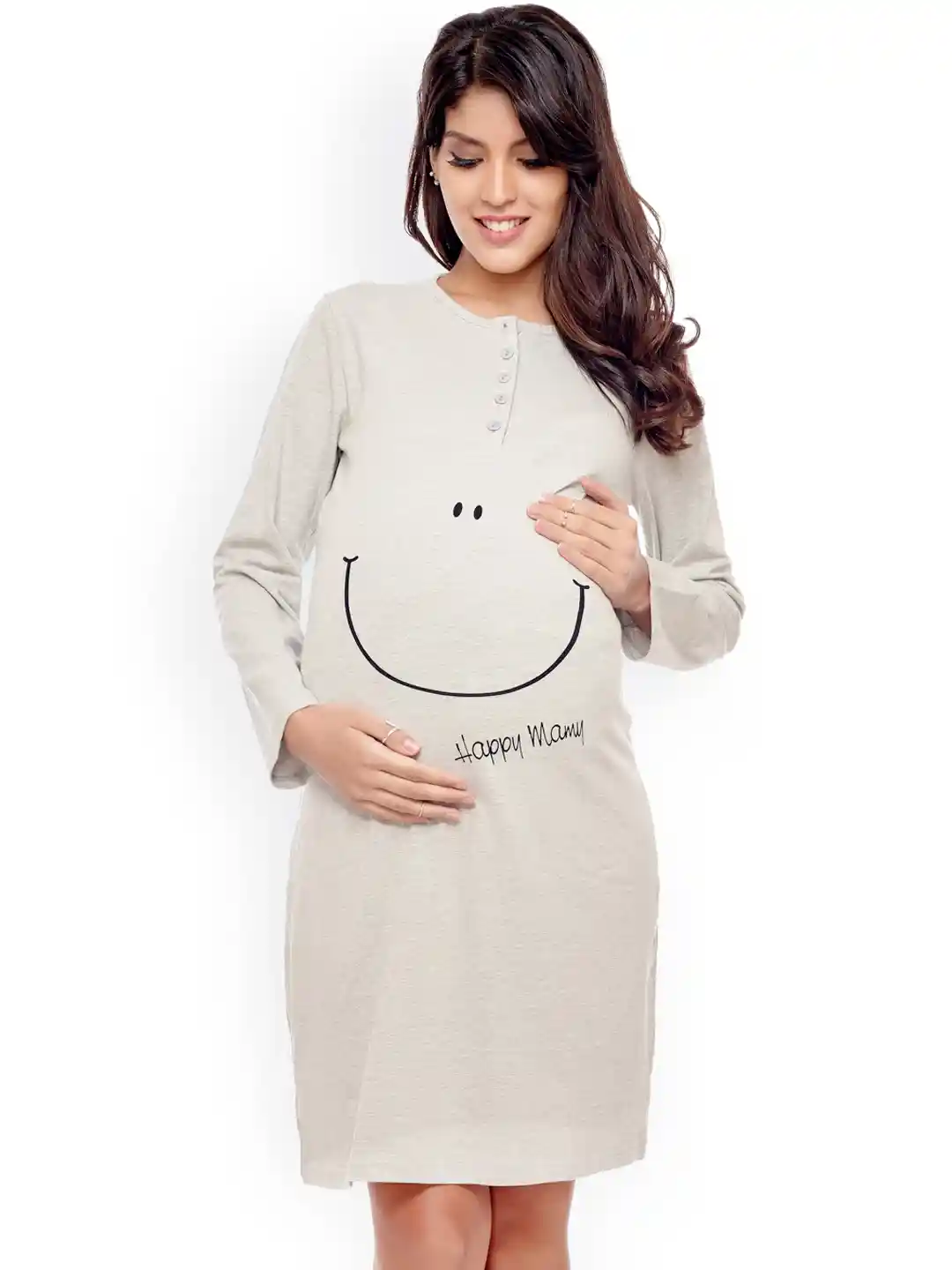 Buy Penny by Zivame Grey Printed Maternity Sleepwear Nightdress