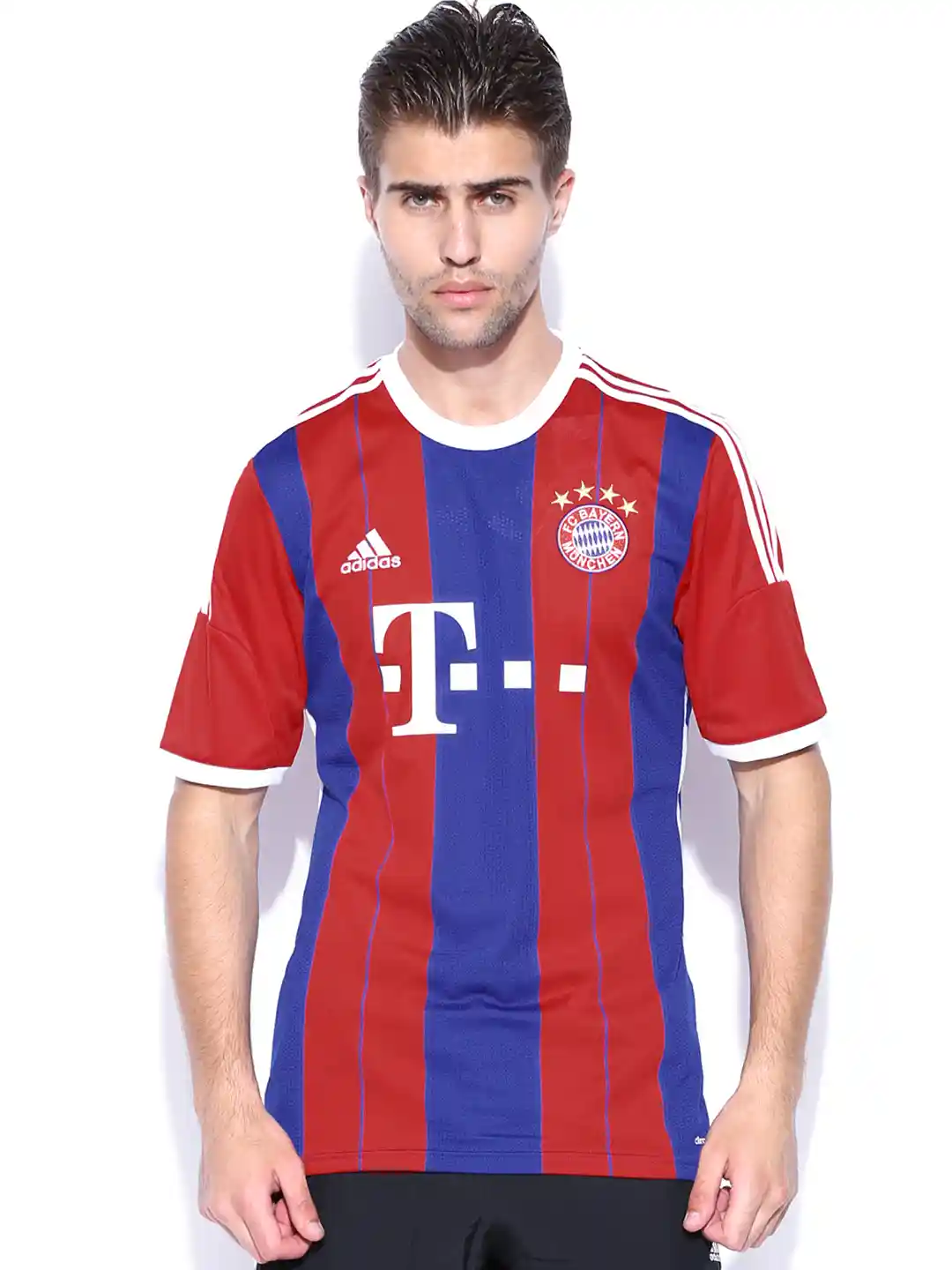 Buy ADIDAS Men Red Blue FC Bayern Jersey T-shirt Tshirts for