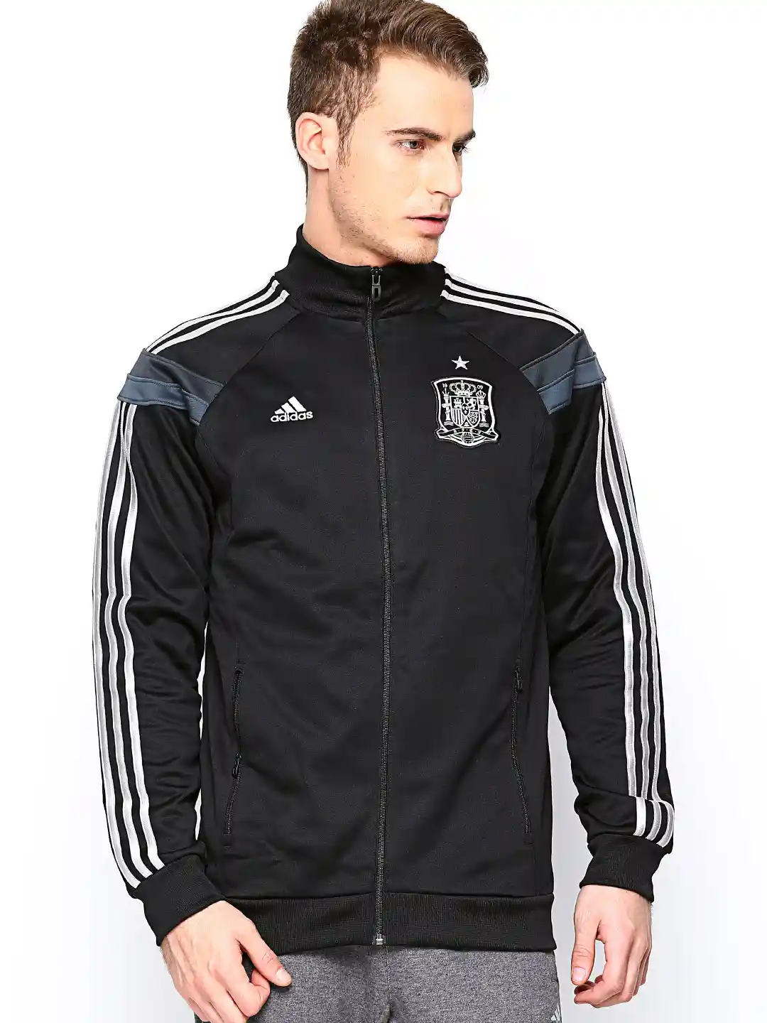 Buy ADIDAS Men Black FEF ANTH TRK TP Football Jacket - Jackets for