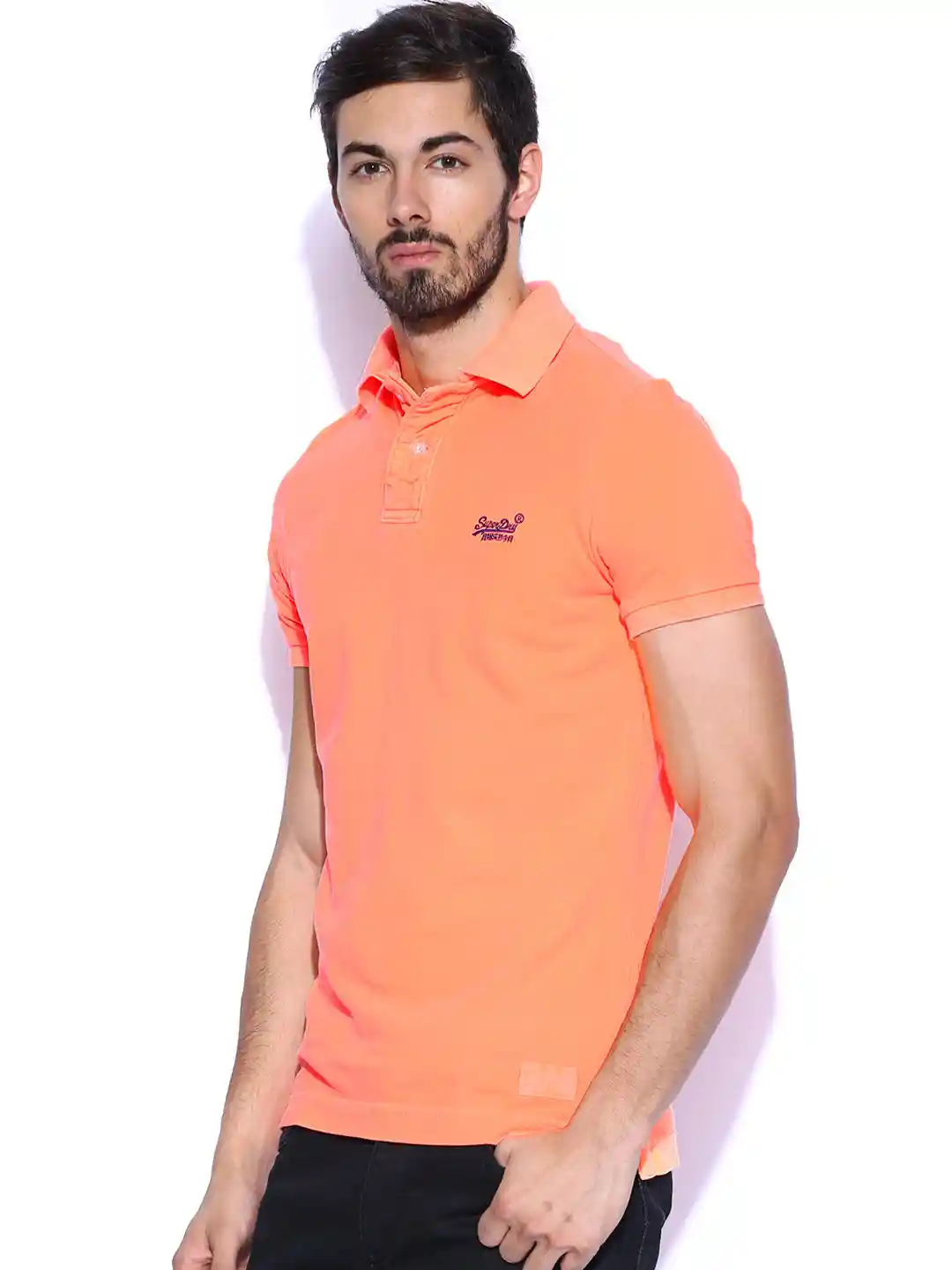 Buy Superdry Men Neon Orange Polo Pure Cotton T-shirt Tshirts