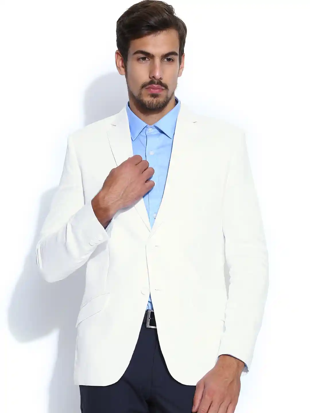Buy Success White Single-Breasted Linen Blazer Blazers for Men