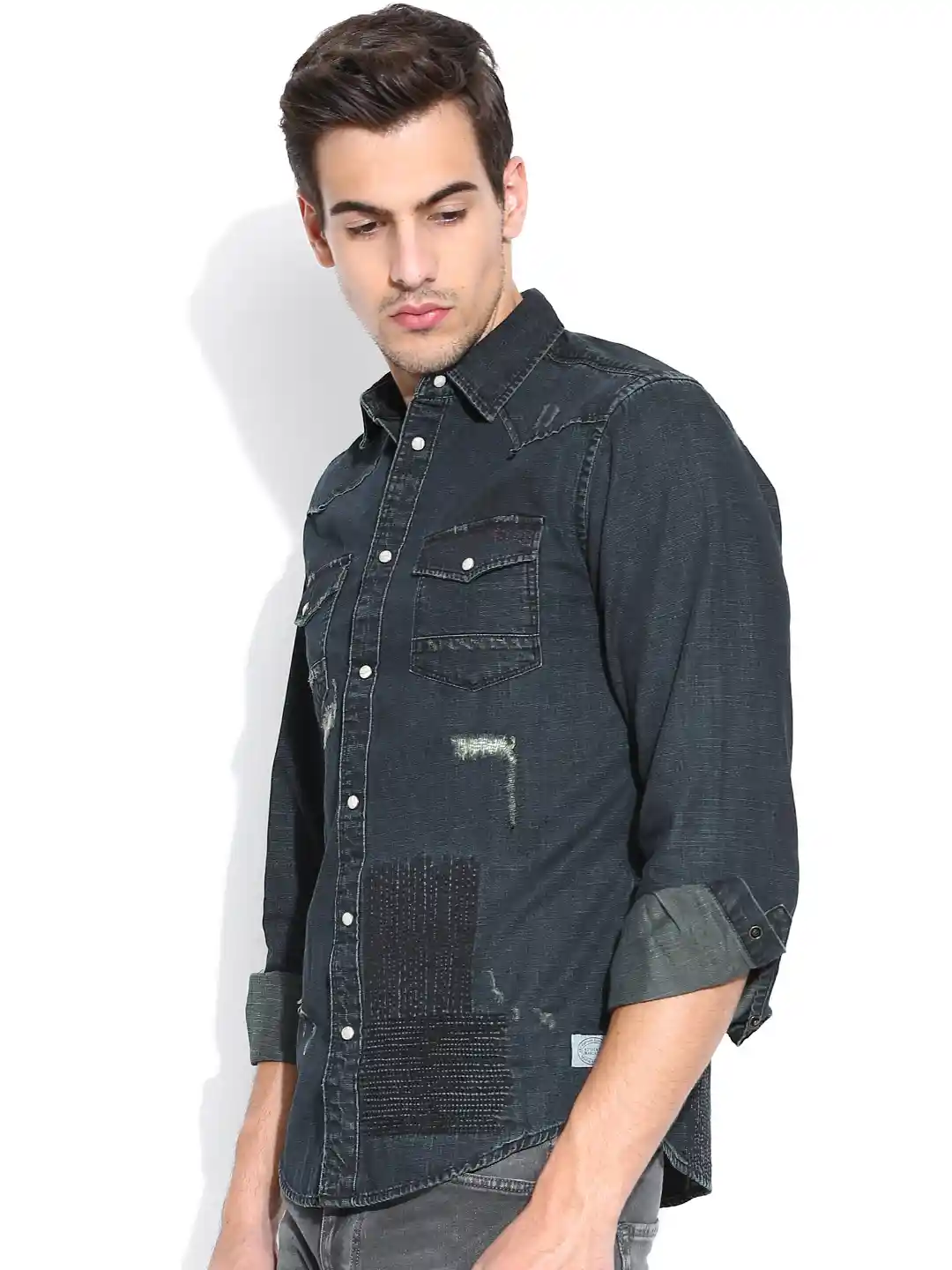 Buy Jack Jones Blue Distressed Denim Casual Shirt Shirts for