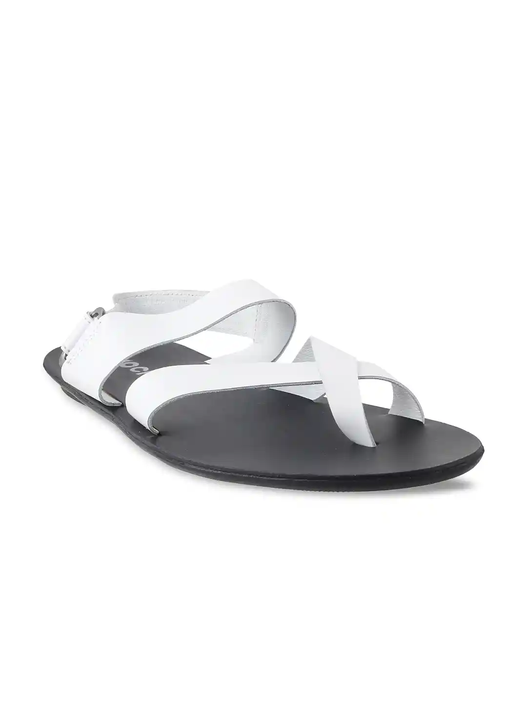 Buy Mochi Men White Black Leather Sandals Sandals for Men