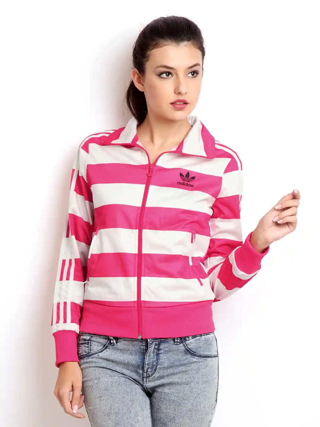 Buy ADIDAS Originals Women Pink White Striped Firebird Track