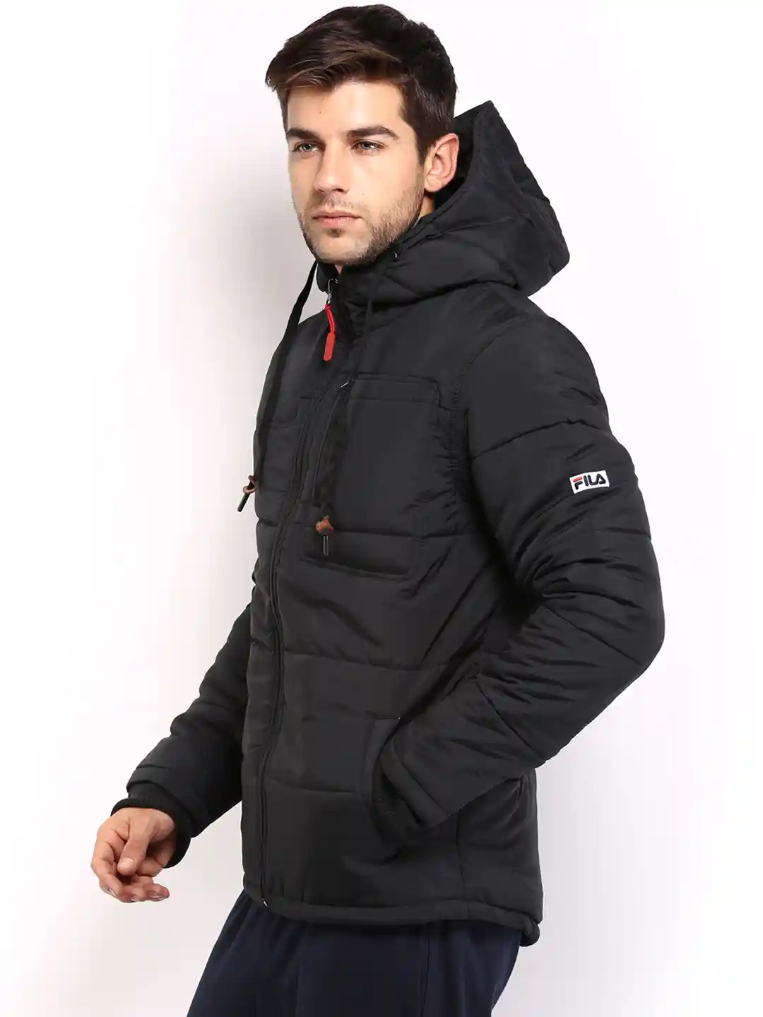 Buy Fila Men Black Igloo Padded Hooded Jacket Jackets for Men