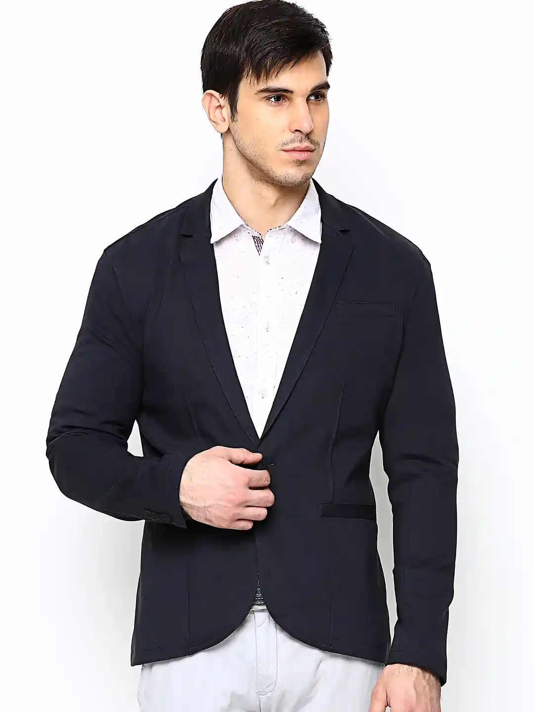Buy Jack Jones Men Navy Slim Fit Single-Breasted Casual Blazer