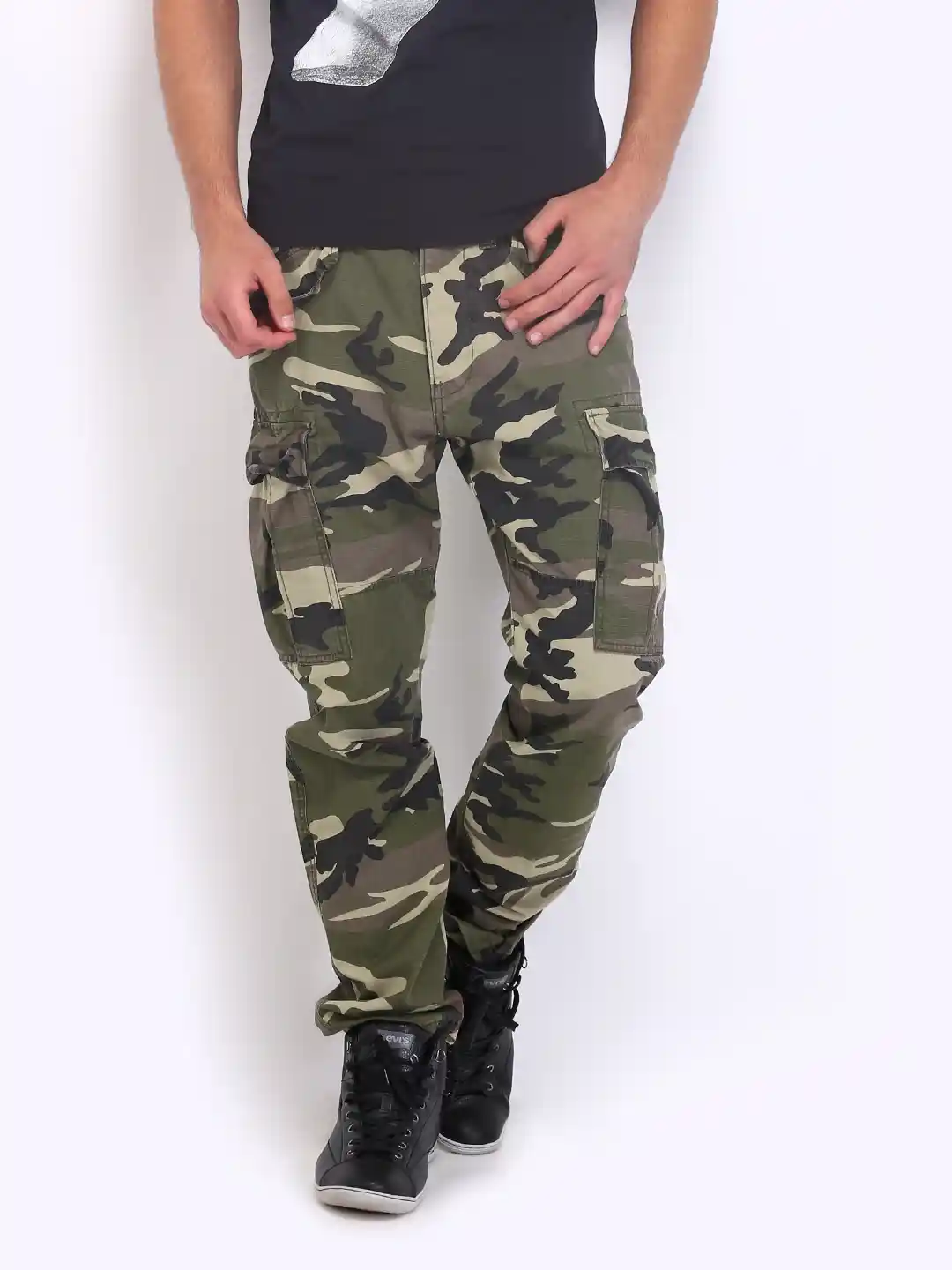 Buy Jack Jones Men Green Camouflage Cargo Trousers Trousers