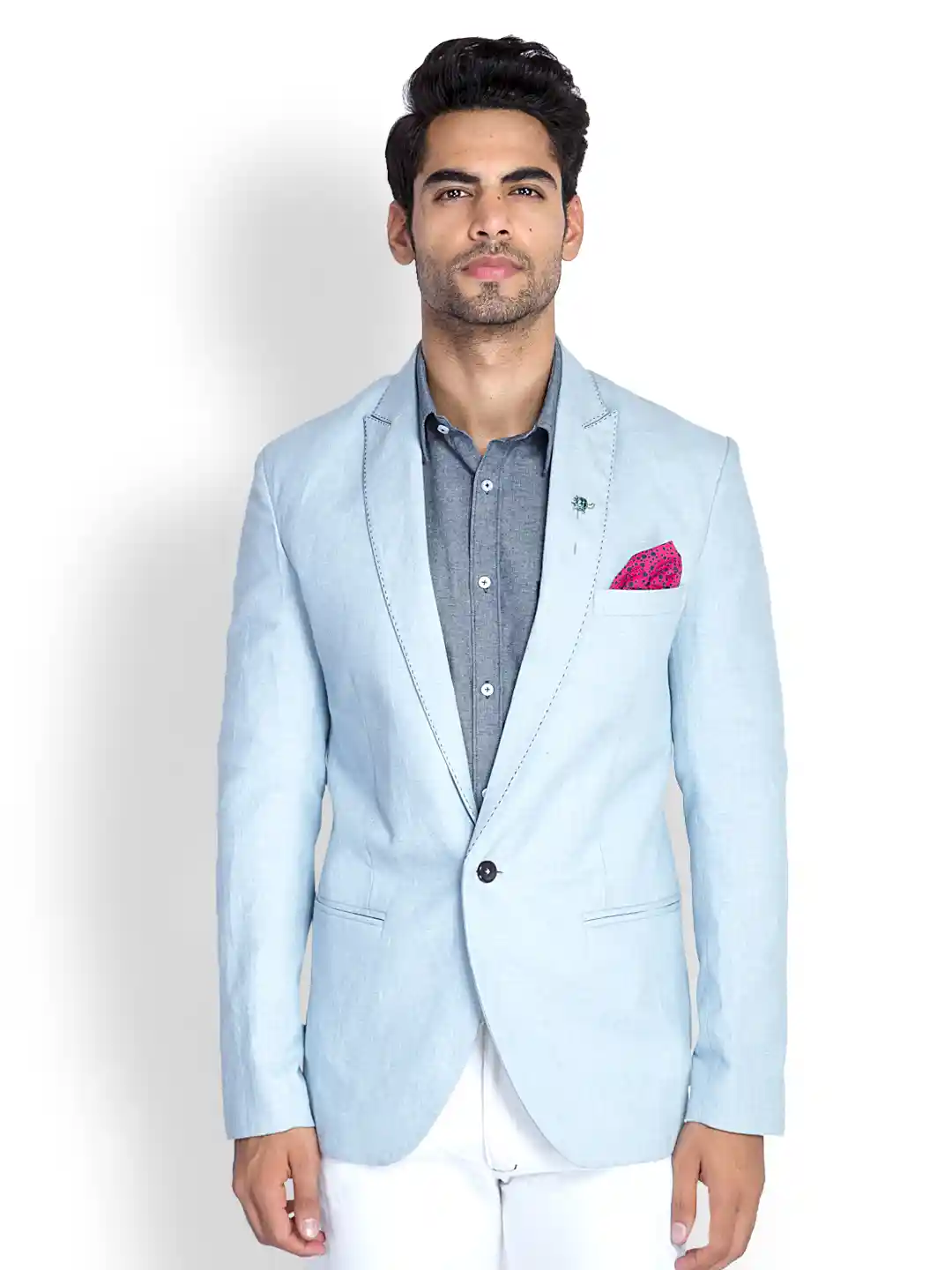 Buy MR BUTTON Men Ice Blue Linen Blazer Blazers for Men 311490