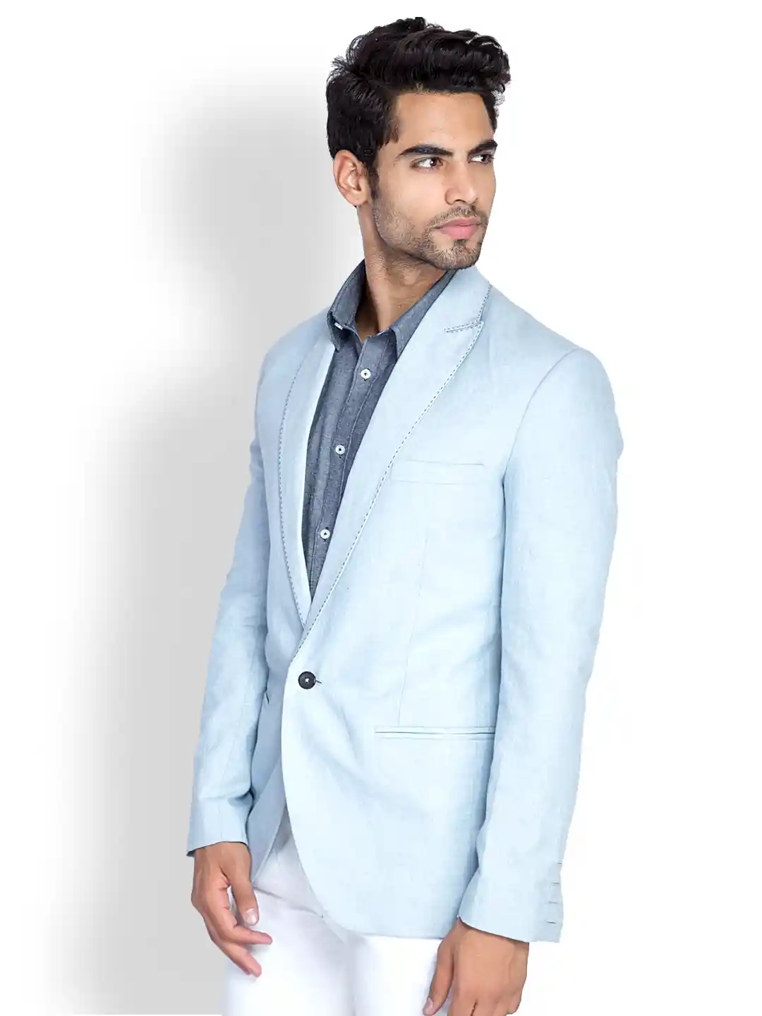 Buy MR BUTTON Men Ice Blue Linen Blazer Blazers for Men 311490