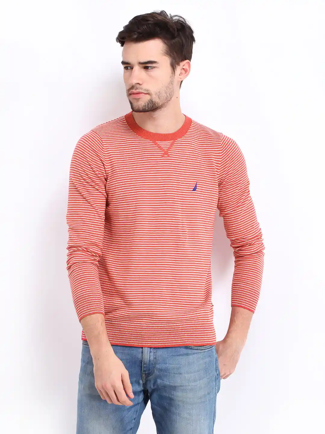 Buy Nautica Men Red White Striped Sweater Sweaters for Men