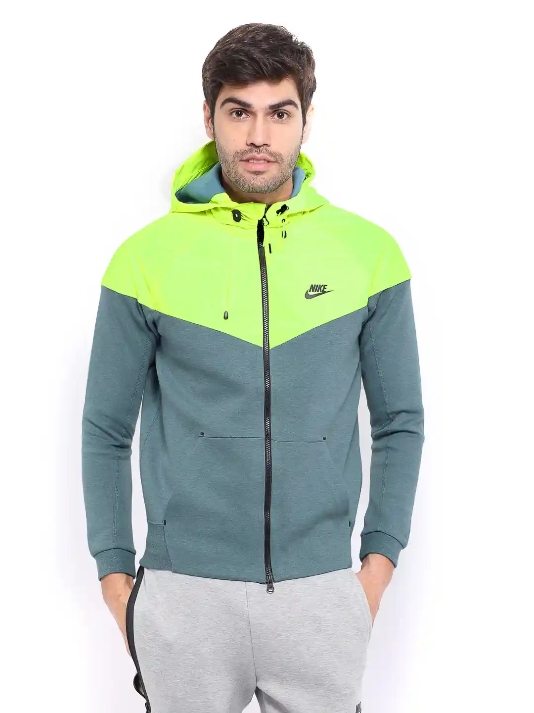 Buy Nike Men Neon Green Hooded Jacket Jackets for Men 411296