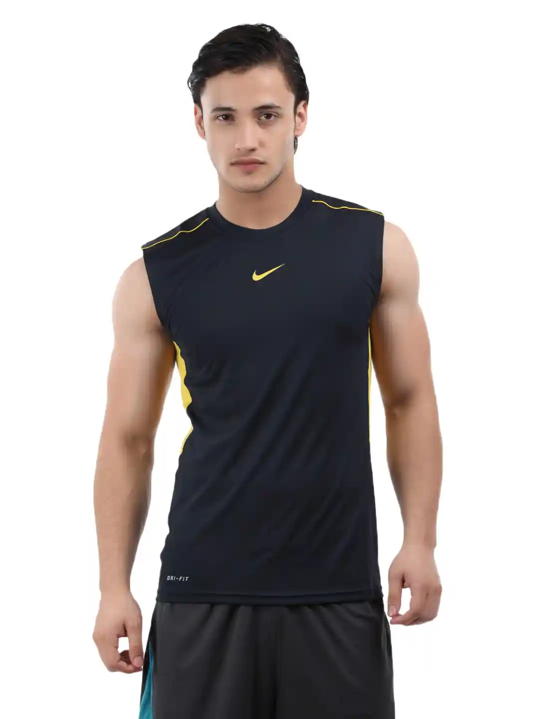 Buy Nike Men Navy Yellow Legacy Sleeveless T-shirt Tshirts for