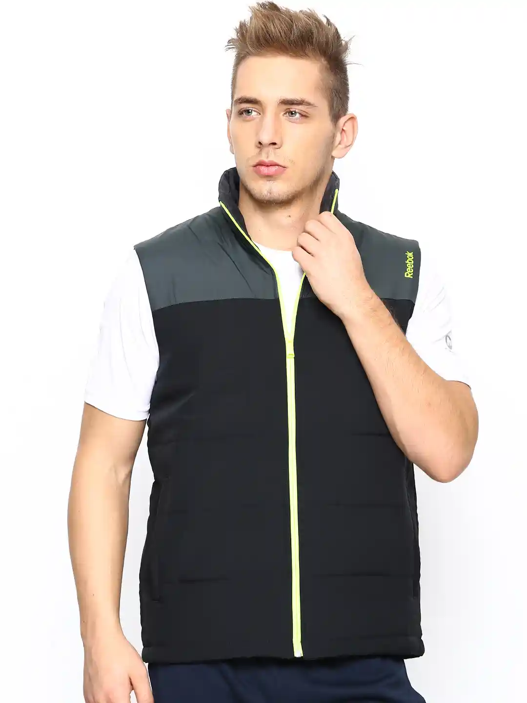 Buy Reebok Men Black MS Bomber Sleeveless Jacket Jackets for Men
