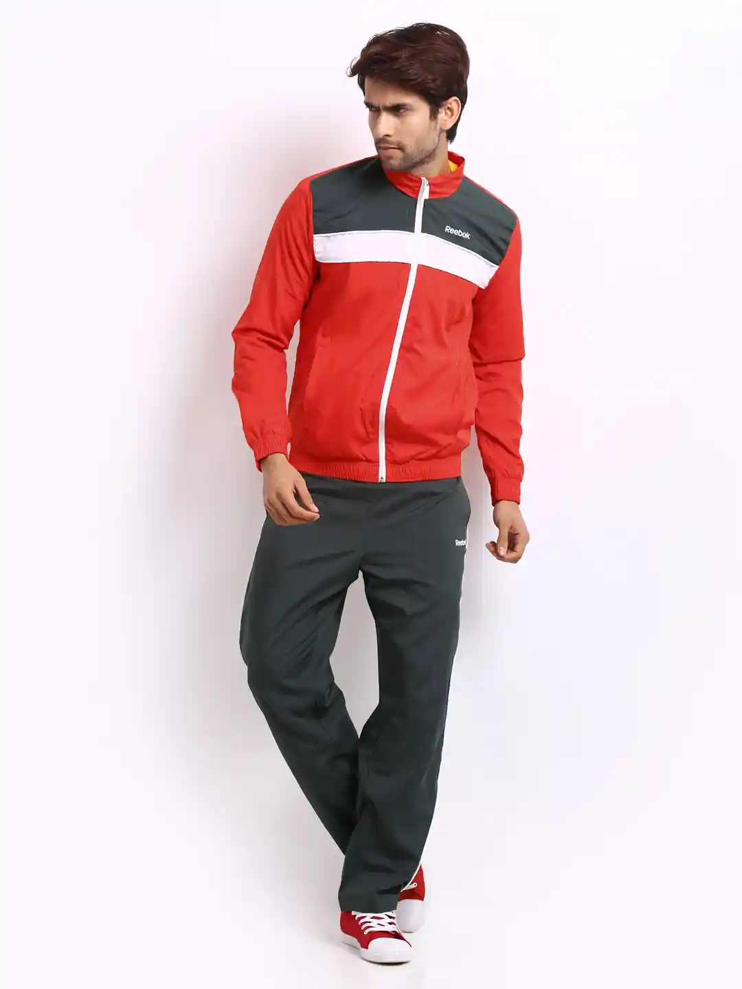Buy Reebok Men Red Charcoal Grey Tracksuit Tracksuits for Men