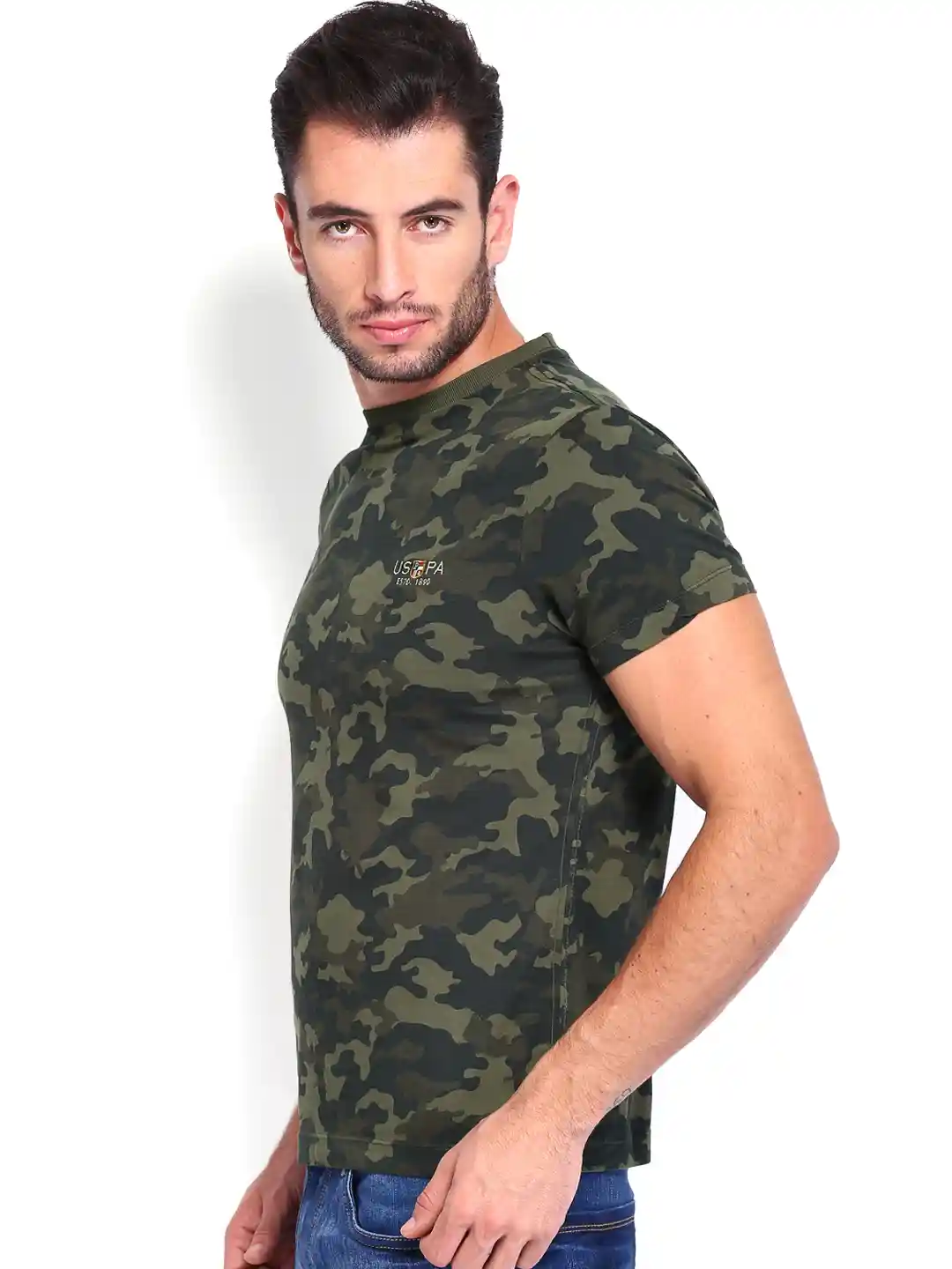 Buy Polo Denim Men Olive Green Camouflage Printed