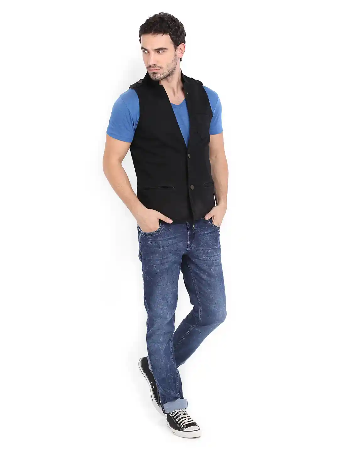 Buy Yellow Jeans Men Black Narrow Fit Waistcoat Waistcoat for