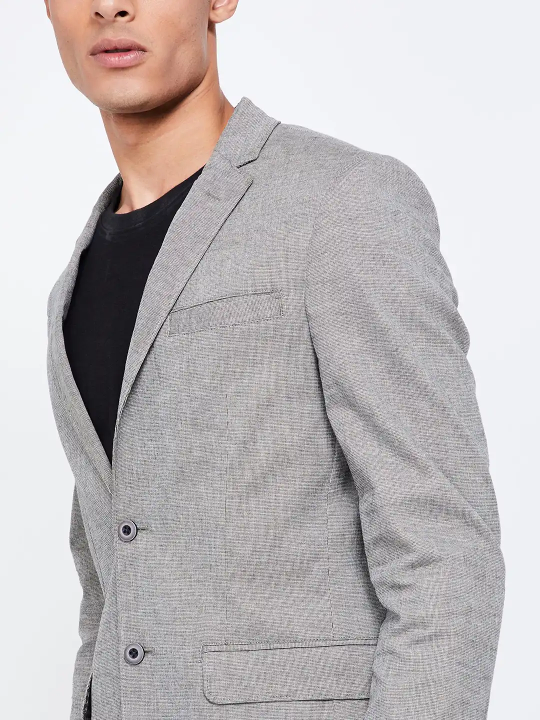 Buy CODE by Lifestyle Men Grey Solid Slim Fit Single Breasted