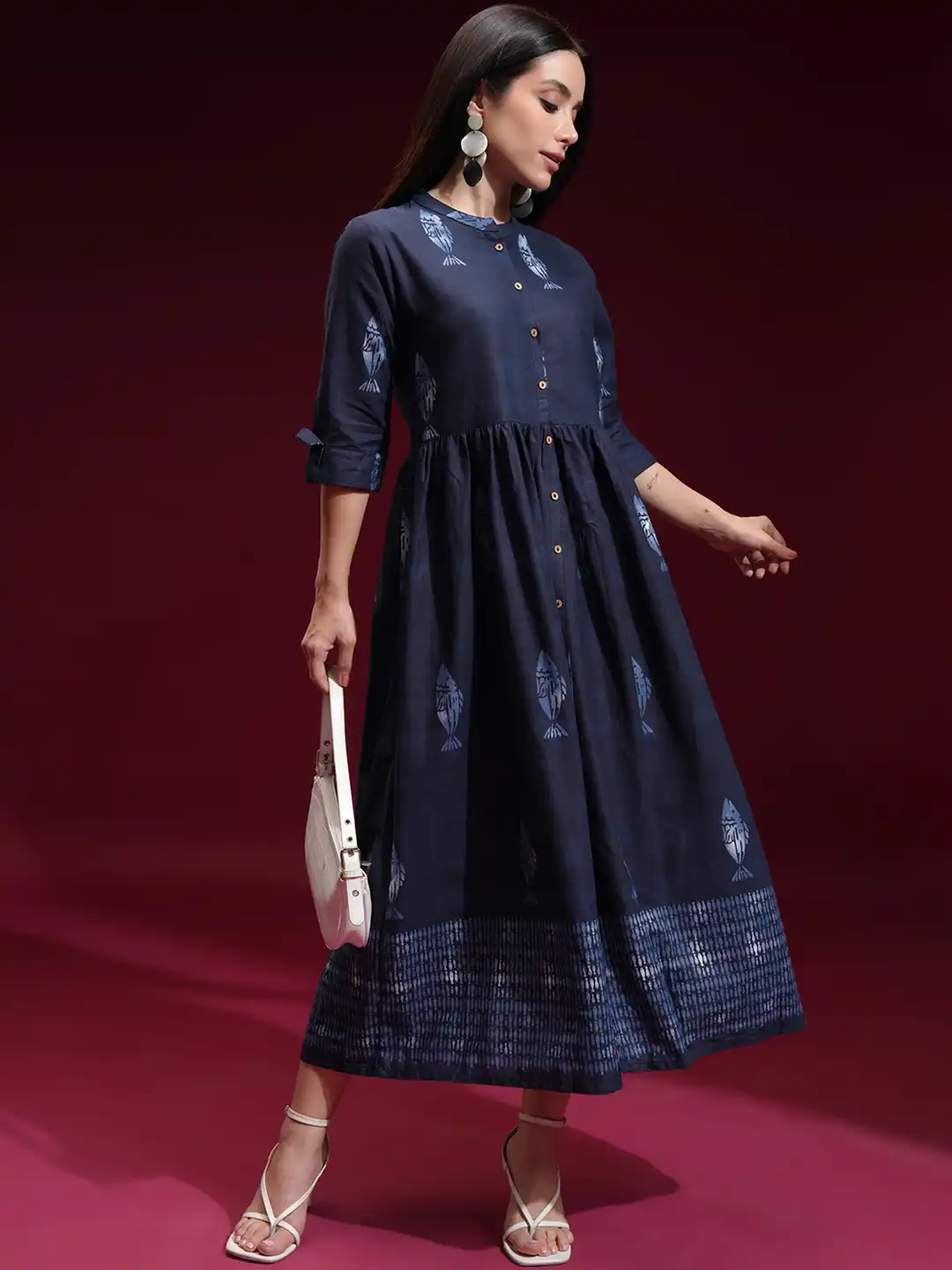 vishu dress for ladies Vishu Dress for Women Online India | White Gold Cotton Midi Dress