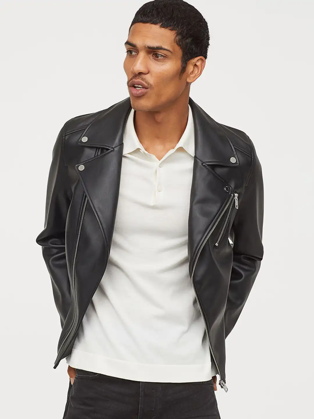Buy H&M Men Black Solid Biker Jacket - Jackets for Men 10384719