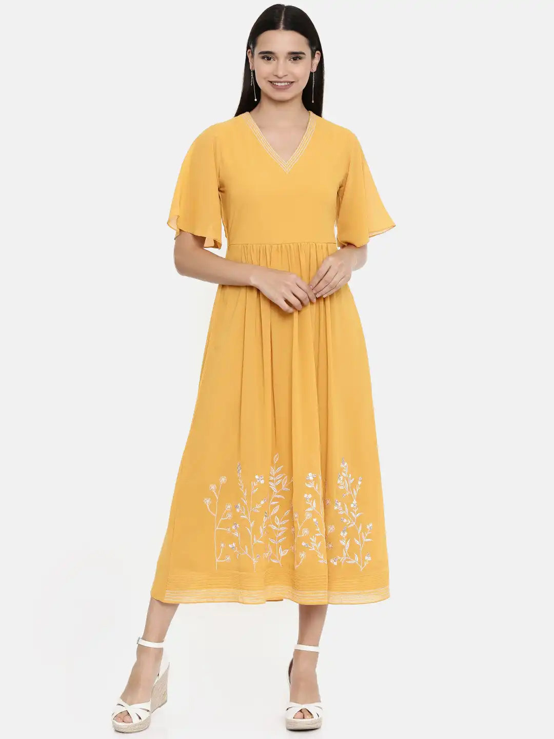 mustard yellow fit and flare dress Buy Mustard Solid Cotton Tiered Fit and Flare One Piece Dress Online in USA  at $25.00