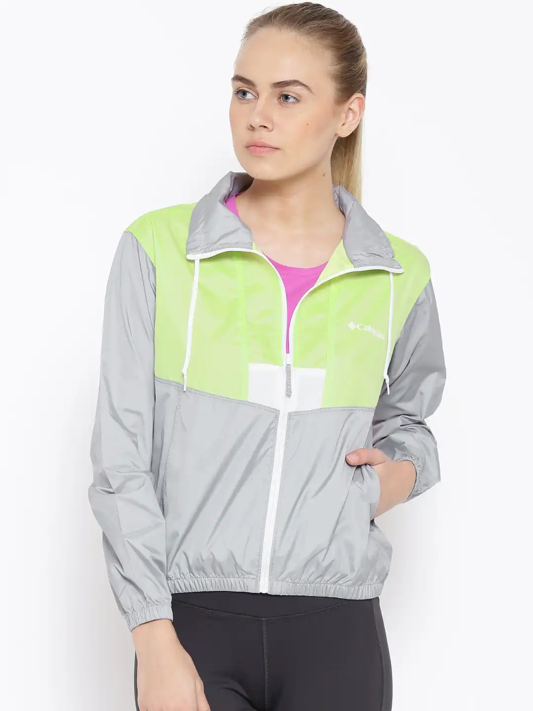 Buy Columbia Neon Green Grey Flashback Windcheater Breathable Rain