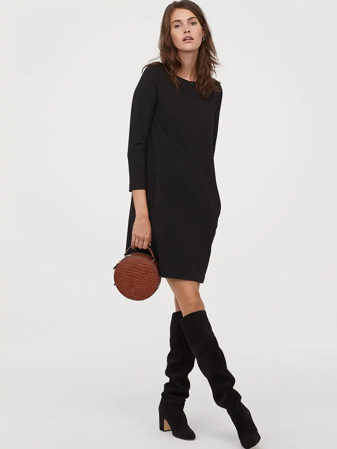 Buy H&M Women Black Solid Boat-necked Jersey Dress - Dresses for Women  10903724 | Myntra