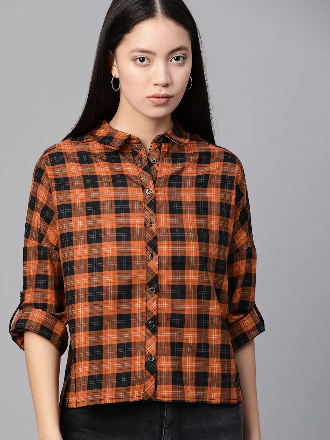 Buy The Roadster Lifestyle Co Women Rust Orange & Black Regular