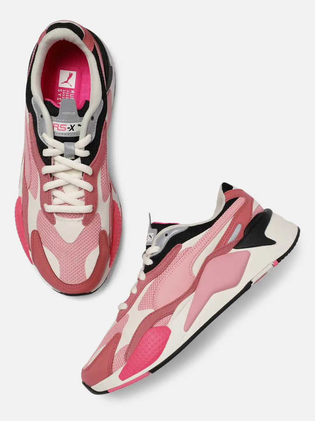Buy Puma Unisex Pink & Off-White RS-X PUZZLE Sneakers - Casual