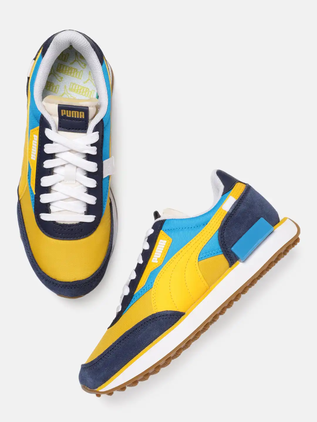 Buy Puma Unisex Blue & Yellow Colourblocked FUTURE RIDER Sneakers