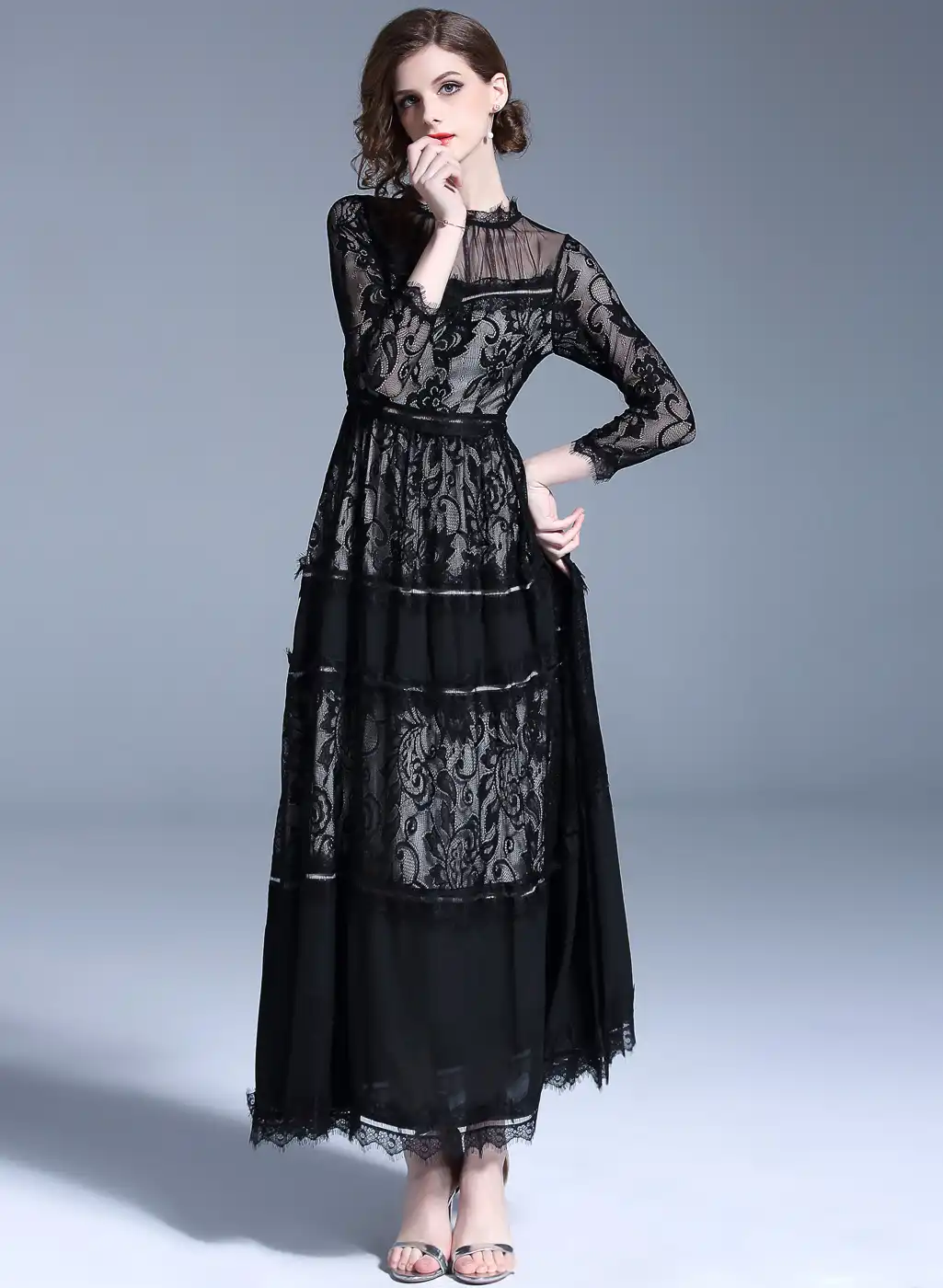 ivory lace plus size dress Tulle Lace Long Sleeves Plus Size Wedding Dresses, MW788 main image 1