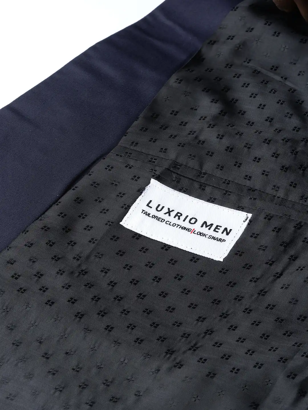 Buy Luxrio Men Navy Blue Solid Slim Fit Single-Breasted Smart