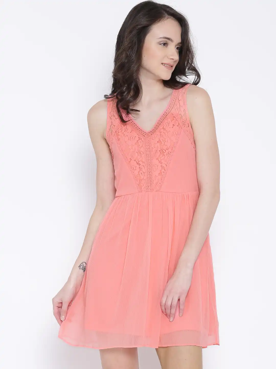 chinese dress ladies VERO MODA Women's Vmsoney Lace Singlet Calf Dress WVN Dress, Sweet/detail:  pink Yarrow lines, X-Small : Amazon.de: Fashion