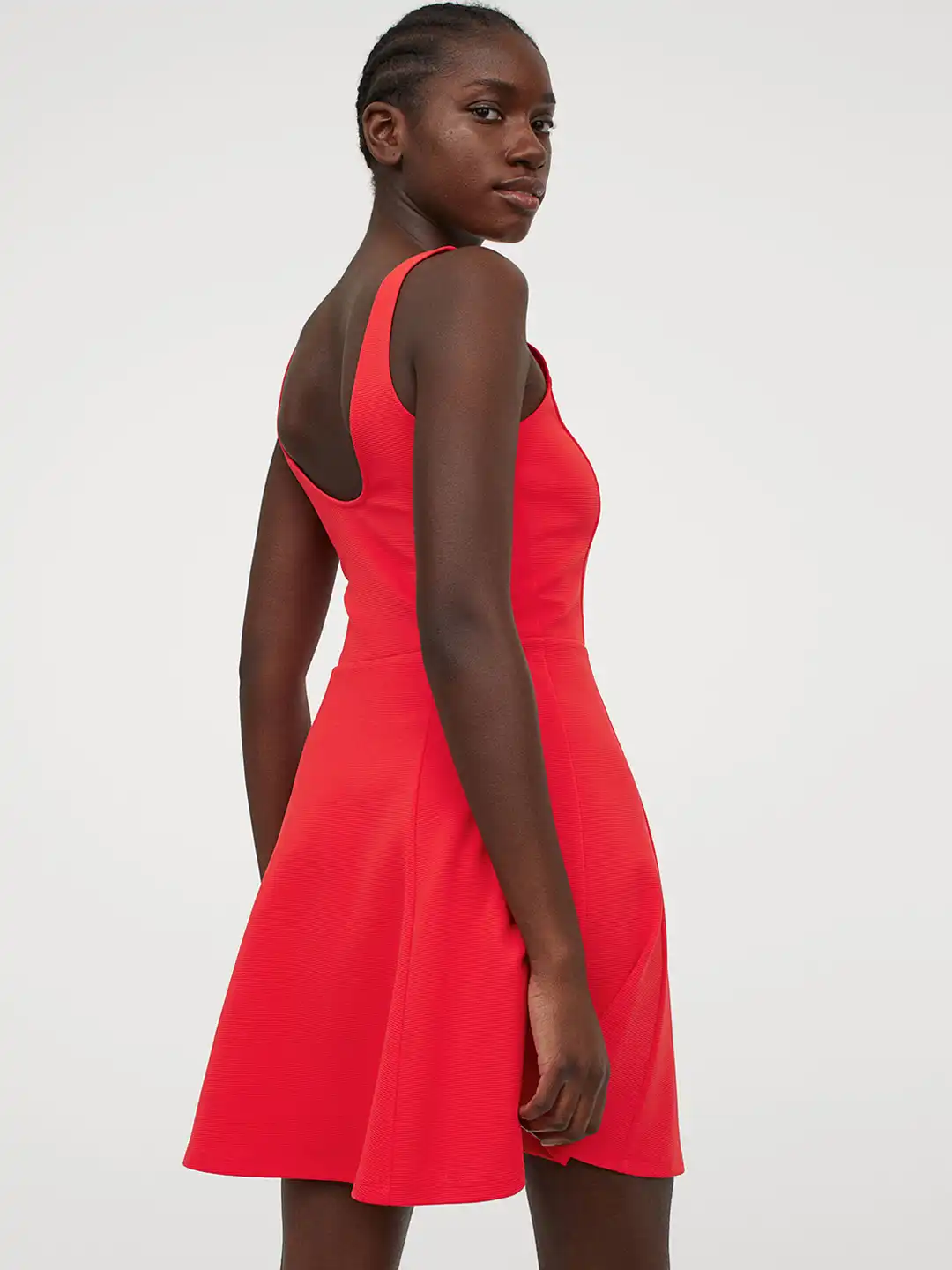 h&m red jersey dress H&M Divided Skater Dress Size 2 Womens Short Sleeve Jersey Knit A Line