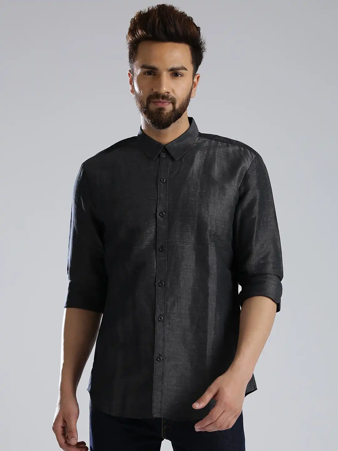 Buy Levi's Charcoal Grey Linen Casual Shirt - Shirts for Men