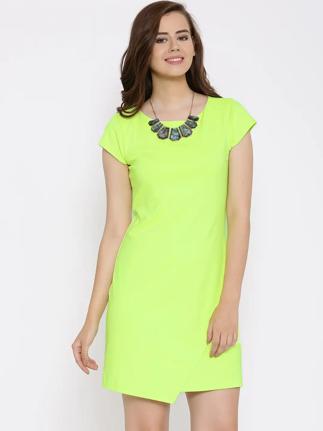 neon green color dress Neon Green Bodycon Split Evening Gown main image 1