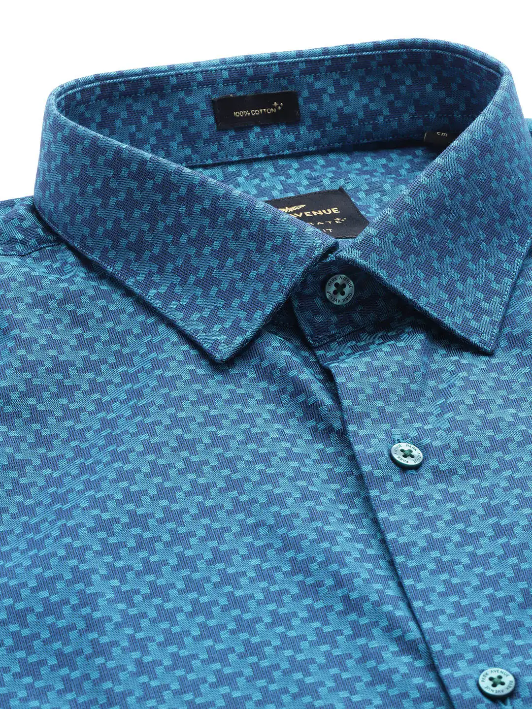 Buy Park Avenue Men Blue Slim Fit Geometric Self Design Formal