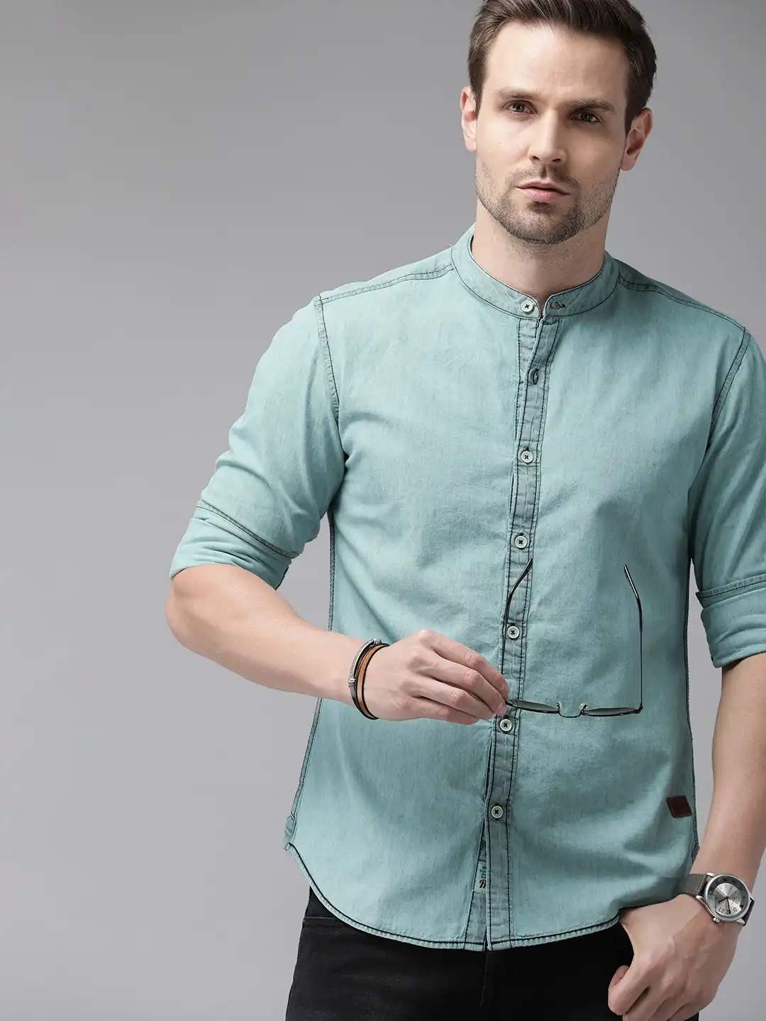 ◆かーみん◆ Buy Roadster Men Blue Casual Denim Shirt - Shirts for Men 12919498