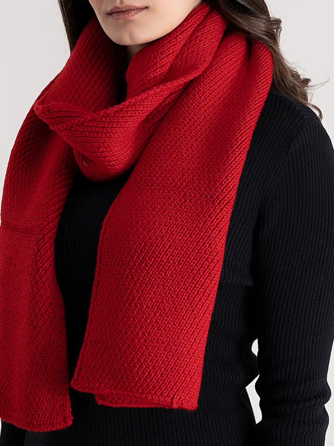 Buy FABLE STREET Women Red Textured Muffler - Mufflers for Women